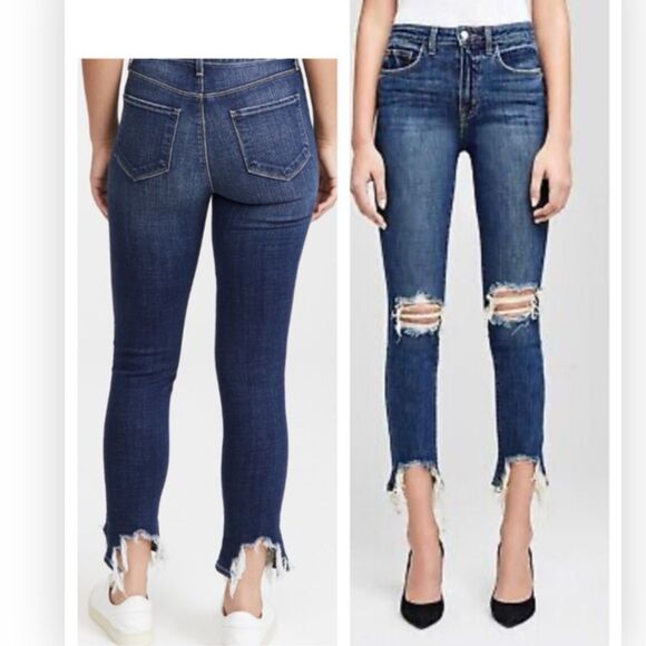 LAgence Womens Jeans 24 High Rise Raw Hem Classic Vintage Stretch NWT - Picture 1 of 5